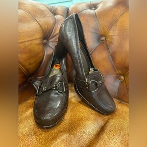 Liz Claiborne Heels Slip On Loafers Dark Brown Size 9.5